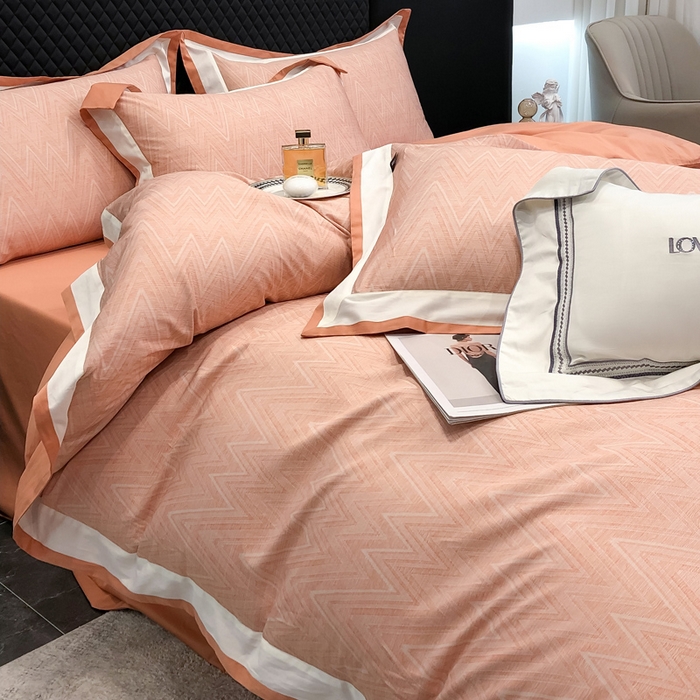 91家纺网 家纺一手货源 找家纺 若未家居 LOVEWE HOUSE 2026新款100S数码印花轻奢风四件套-波澜 波澜 贝拉橘