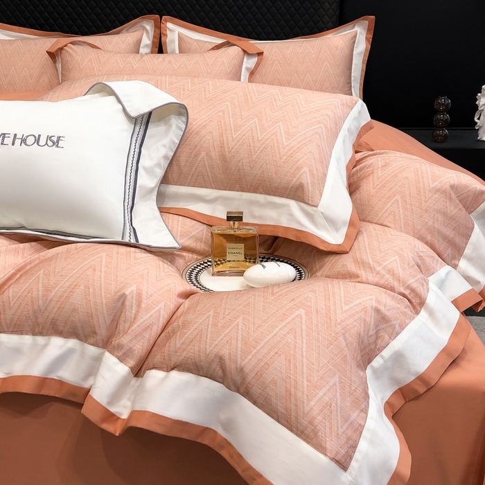 91家纺网 家纺一手货源 找家纺 若未家居 LOVEWE HOUSE 2026新款100S数码印花轻奢风四件套-波澜 波澜 贝拉橘