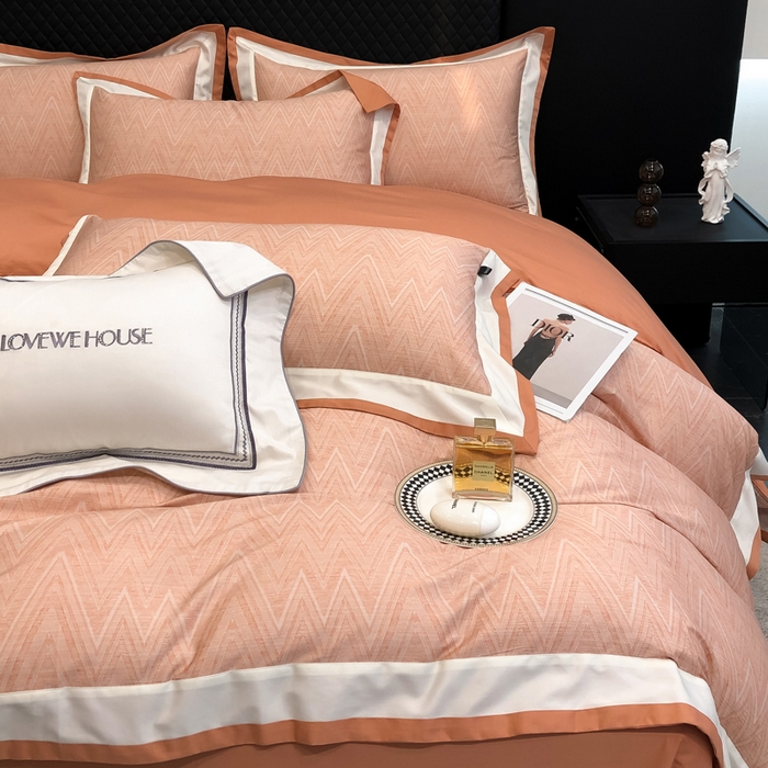 91家纺网 家纺一手货源 找家纺 若未家居 LOVEWE HOUSE 2026新款100S数码印花轻奢风四件套-波澜 波澜 贝拉橘