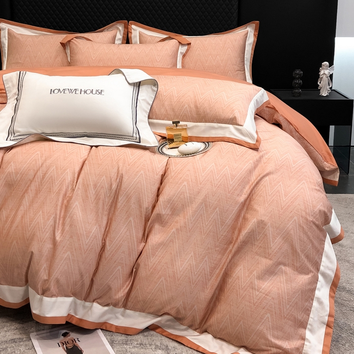 91家纺网 家纺一手货源 找家纺 若未家居 LOVEWE HOUSE 2026新款100S数码印花轻奢风四件套-波澜 波澜 贝拉橘