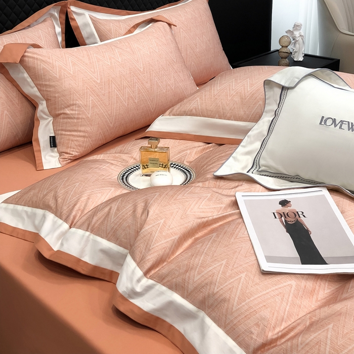 91家纺网 家纺一手货源 找家纺 若未家居 LOVEWE HOUSE 2026新款100S数码印花轻奢风四件套-波澜 波澜 贝拉橘