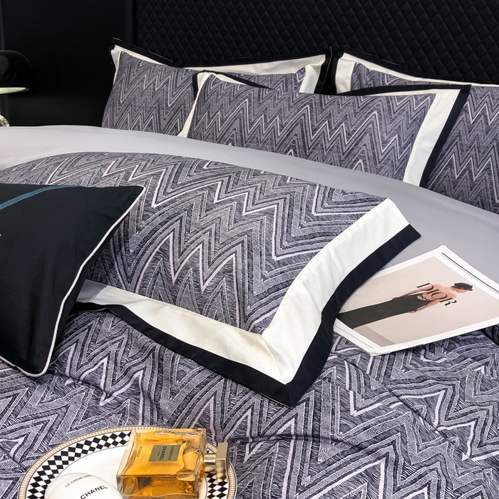 91家纺网 家纺一手货源 找家纺 若未家居 LOVEWE HOUSE 2026新款100S数码印花轻奢风四件套-波澜 波澜 爵士灰