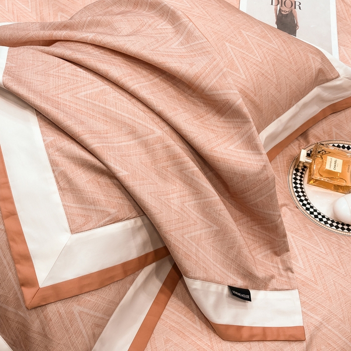 91家纺网 家纺一手货源 找家纺 若未家居 LOVEWE HOUSE 2026新款100S数码印花轻奢风四件套-波澜 波澜 贝拉橘