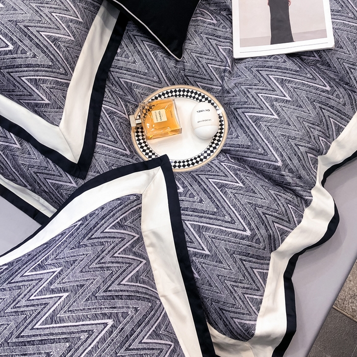 91家纺网 家纺一手货源 找家纺 若未家居 LOVEWE HOUSE 2026新款100S数码印花轻奢风四件套-波澜 波澜 爵士灰