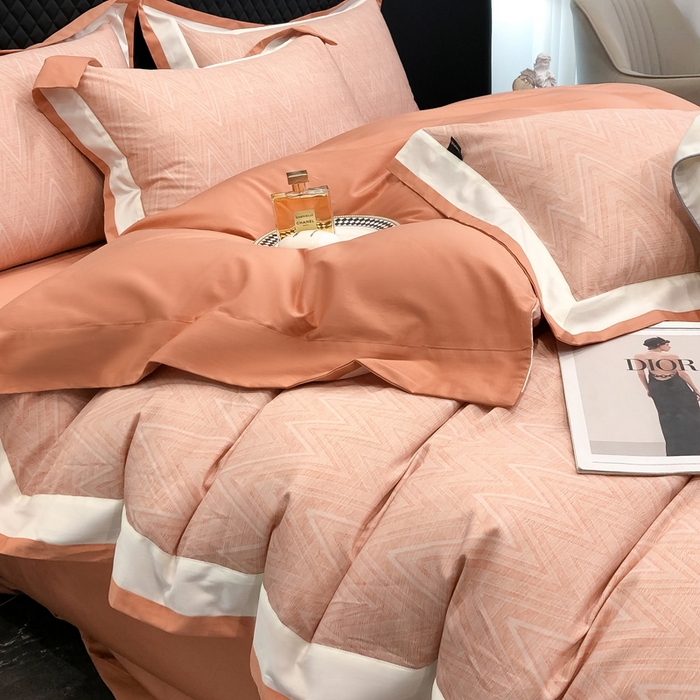 91家纺网 家纺一手货源 找家纺 若未家居 LOVEWE HOUSE 2026新款100S数码印花轻奢风四件套-波澜 波澜 贝拉橘