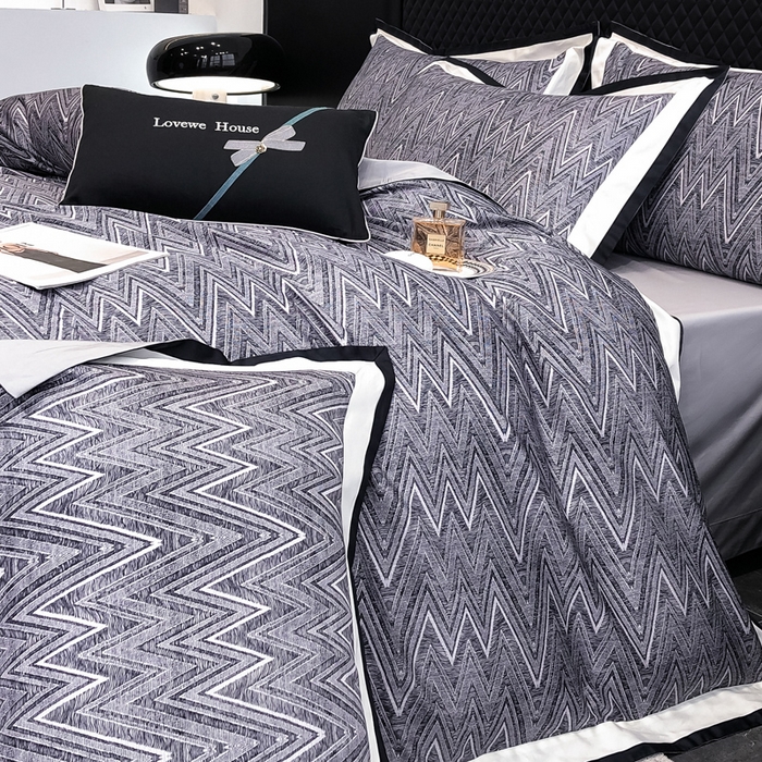 91家纺网 家纺一手货源 找家纺 （总）若未家居 LOVEWE HOUSE 2026新款100S数码印花轻奢风四件套-波澜