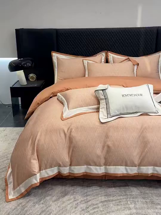 91家纺网 家纺一手货源 找家纺 若未家居 LOVEWE HOUSE 2026新款100S数码印花轻奢风四件套-波澜 波澜 贝拉橘