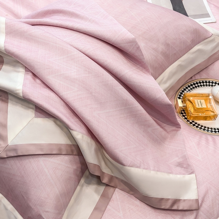 91家纺网 家纺一手货源 找家纺 若未家居 LOVEWE HOUSE 2026新款100S数码印花轻奢风四件套-波澜 波澜 公主粉