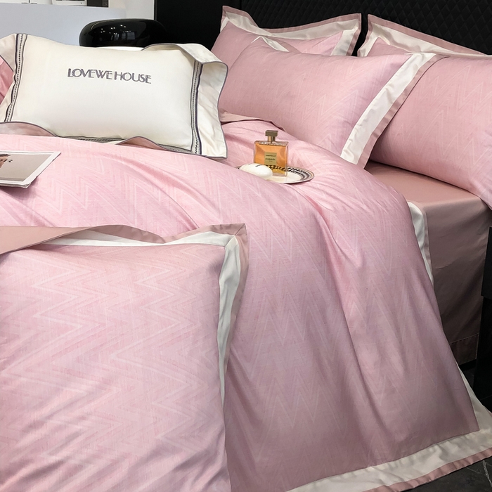 91家纺网 家纺一手货源 找家纺 若未家居 LOVEWE HOUSE 2026新款100S数码印花轻奢风四件套-波澜 波澜 公主粉