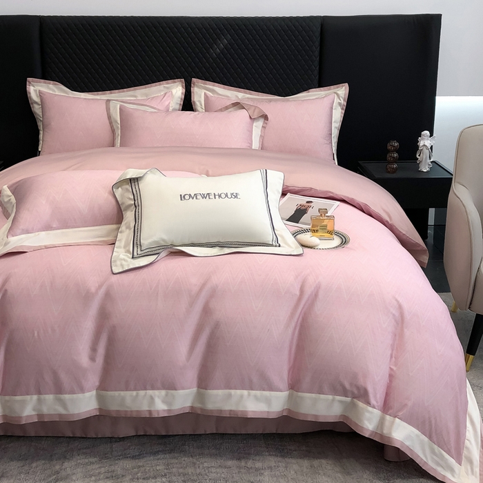 91家纺网 家纺一手货源 找家纺 若未家居 LOVEWE HOUSE 2026新款100S数码印花轻奢风四件套-波澜 波澜 公主粉