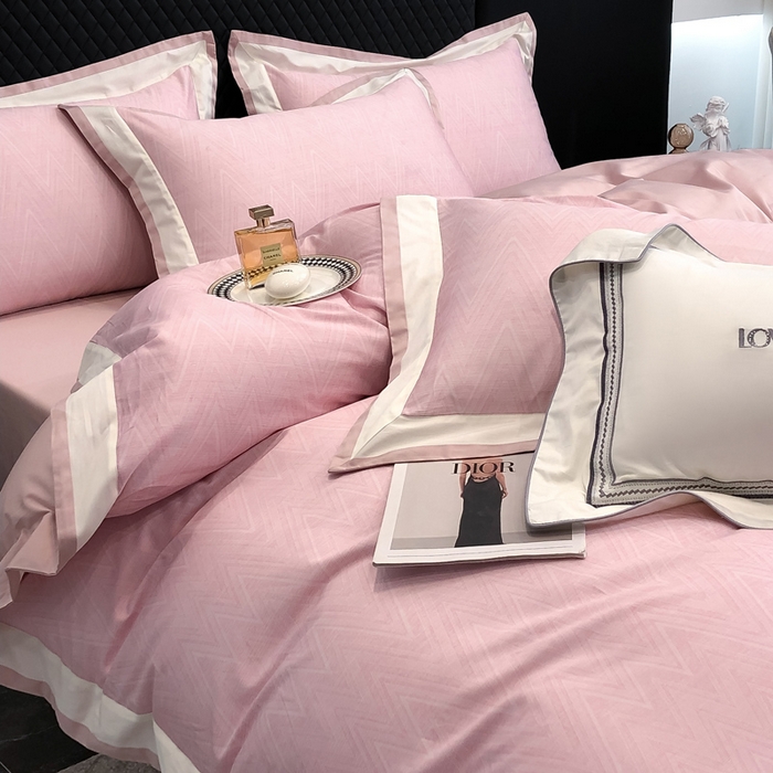 91家纺网 家纺一手货源 找家纺 若未家居 LOVEWE HOUSE 2026新款100S数码印花轻奢风四件套-波澜 波澜 公主粉