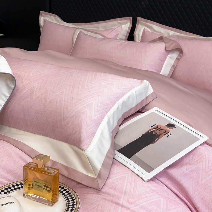 91家纺网 家纺一手货源 找家纺 若未家居 LOVEWE HOUSE 2026新款100S数码印花轻奢风四件套-波澜 波澜 公主粉