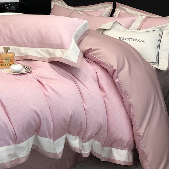 91家纺网 家纺一手货源 找家纺 若未家居 LOVEWE HOUSE 2026新款100S数码印花轻奢风四件套-波澜 波澜 公主粉