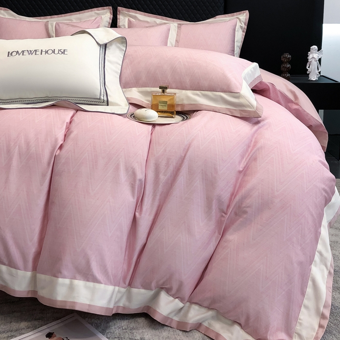 91家纺网 家纺一手货源 找家纺 若未家居 LOVEWE HOUSE 2026新款100S数码印花轻奢风四件套-波澜 波澜 公主粉