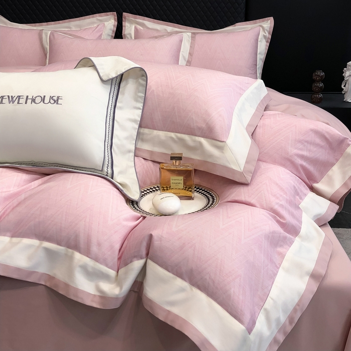 91家纺网 家纺一手货源 找家纺 若未家居 LOVEWE HOUSE 2026新款100S数码印花轻奢风四件套-波澜 波澜 公主粉