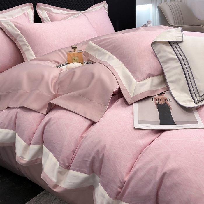 91家纺网 家纺一手货源 找家纺 若未家居 LOVEWE HOUSE 2026新款100S数码印花轻奢风四件套-波澜 波澜 公主粉