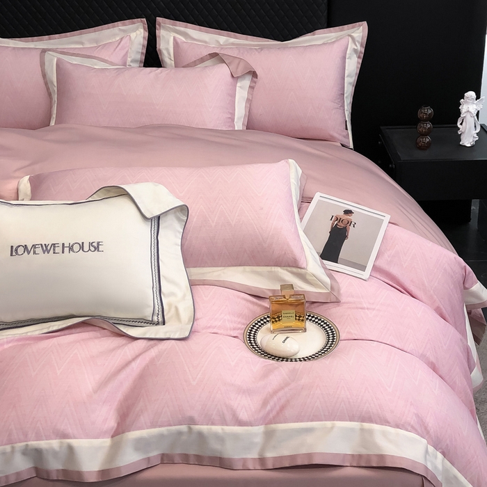 91家纺网 家纺一手货源 找家纺 若未家居 LOVEWE HOUSE 2026新款100S数码印花轻奢风四件套-波澜 波澜 公主粉