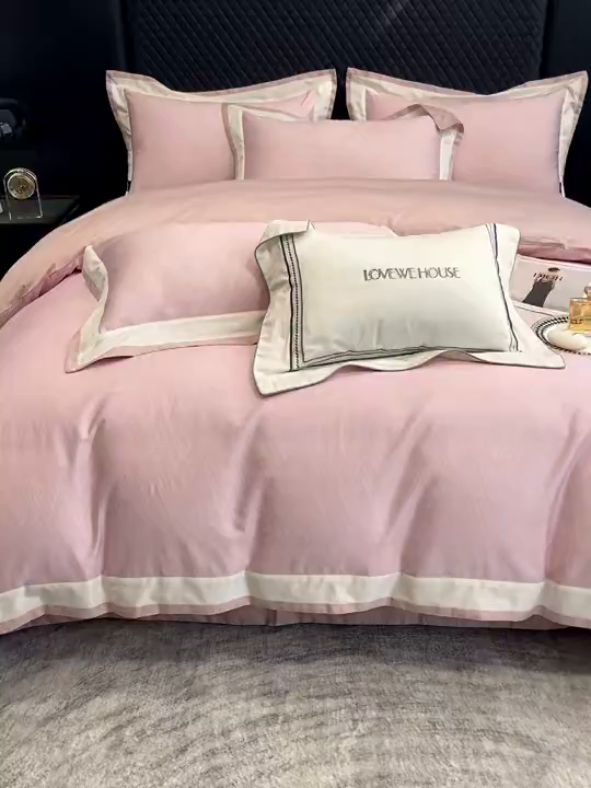 91家纺网 家纺一手货源 找家纺 若未家居 LOVEWE HOUSE 2026新款100S数码印花轻奢风四件套-波澜 波澜 公主粉