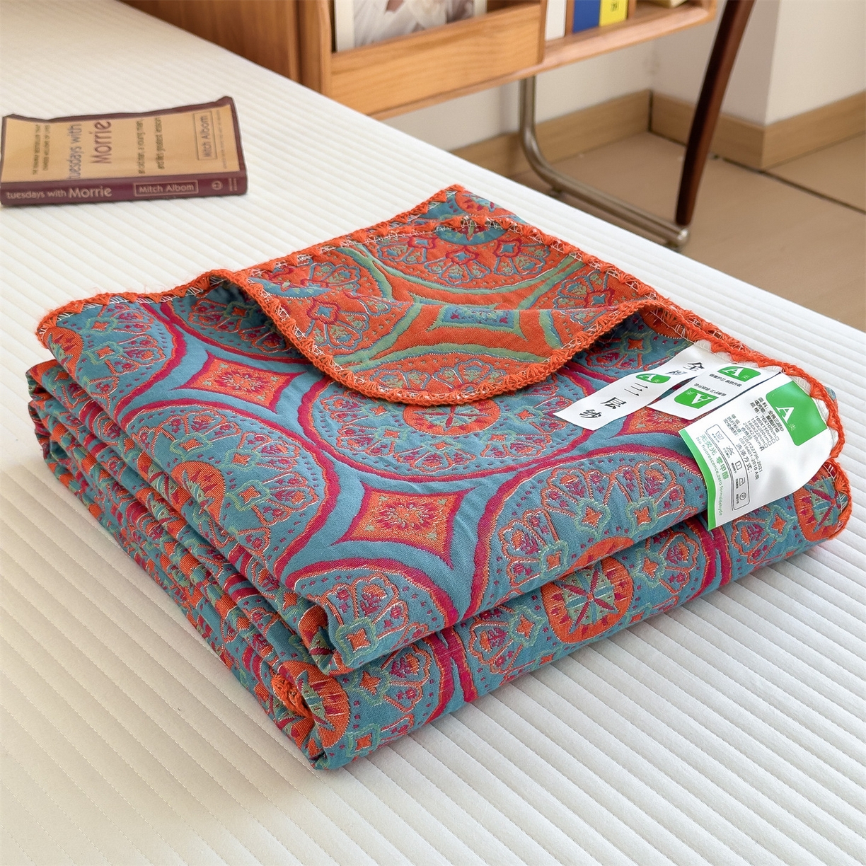 91家纺网 家纺一手货源 找家纺 兄弟坊 2025新款全棉三层纱多功能毛巾被（盖毯床单夏被）棉澜 棉澜-敦煌锦纹