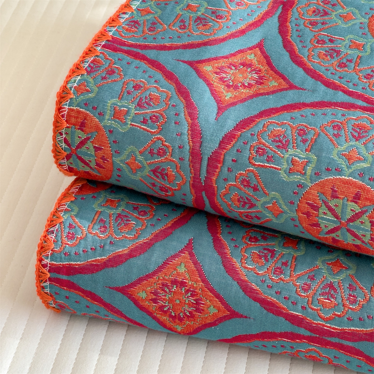 91家纺网 家纺一手货源 找家纺 兄弟坊 2025新款全棉三层纱多功能毛巾被（盖毯床单夏被）棉澜 棉澜-敦煌锦纹