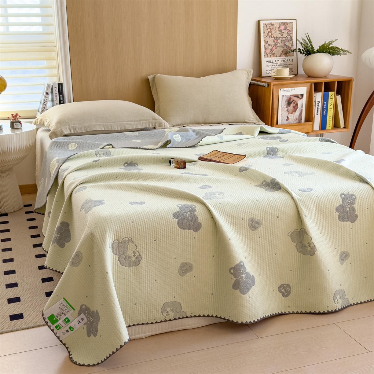 91家纺网 家纺一手货源 找家纺 兄弟坊 2025新款全棉三层纱多功能毛巾被（盖毯床单夏被）棉澜 棉澜-礼物熊