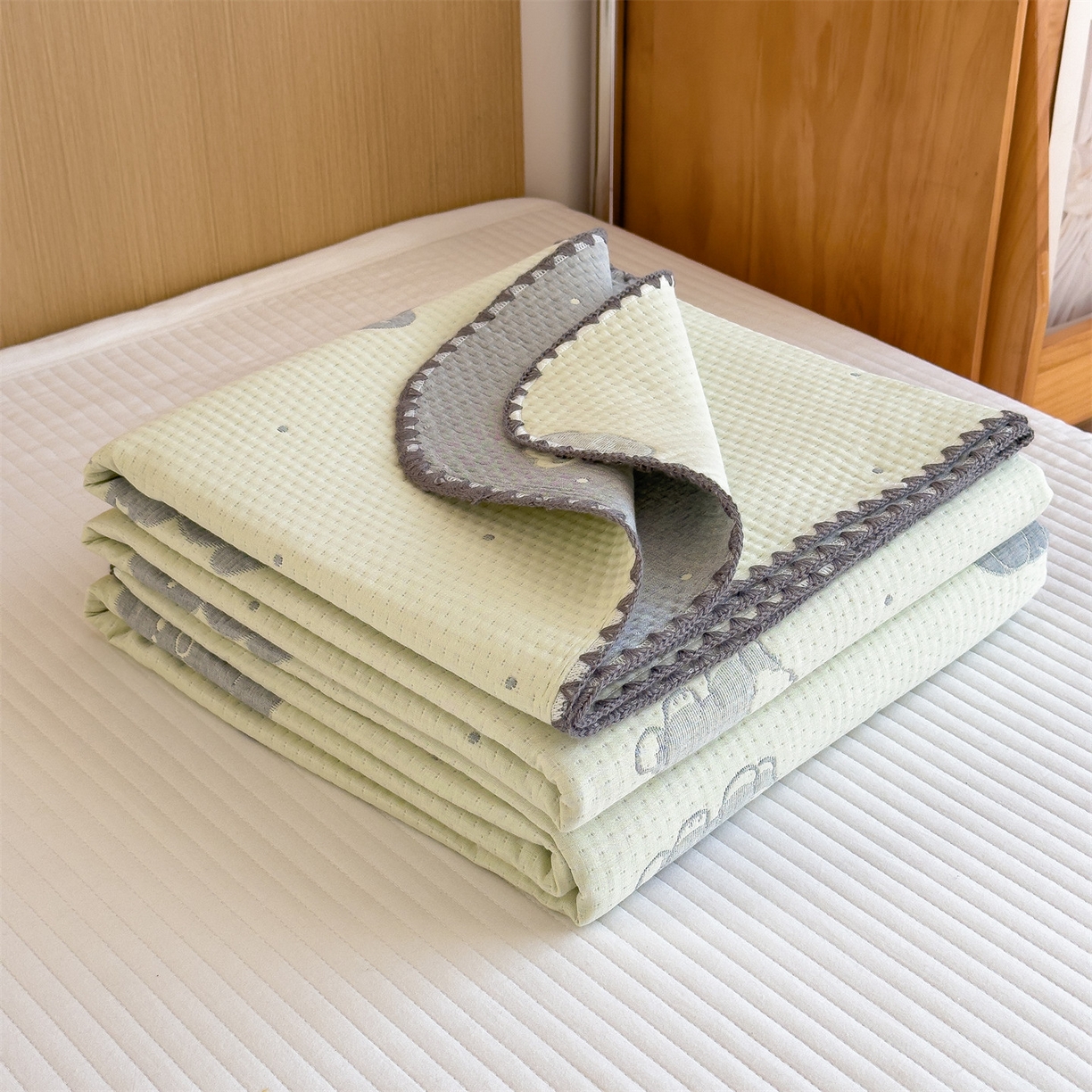 91家纺网 家纺一手货源 找家纺 兄弟坊 2025新款全棉三层纱多功能毛巾被（盖毯床单夏被）棉澜 棉澜-礼物熊