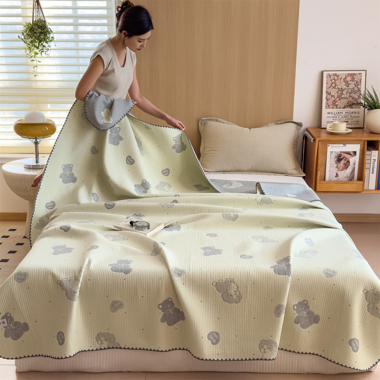 91家纺网 家纺一手货源 找家纺 兄弟坊 2025新款全棉三层纱多功能毛巾被（盖毯床单夏被）棉澜 棉澜-礼物熊