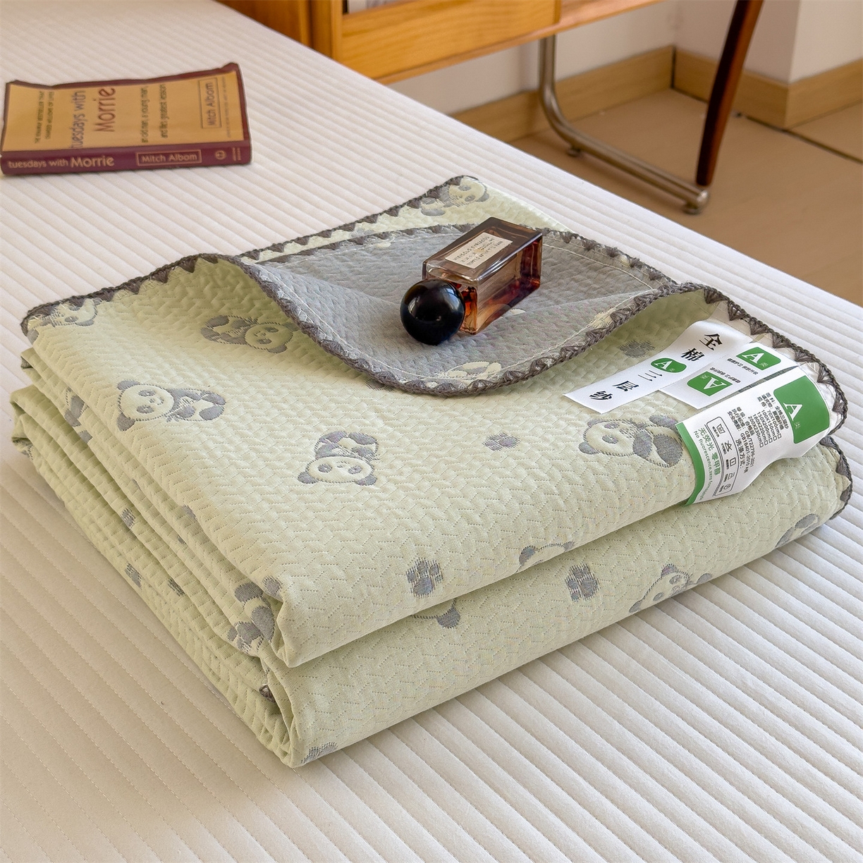 91家纺网 家纺一手货源 找家纺 兄弟坊 2025新款全棉三层纱多功能毛巾被（盖毯床单夏被）棉澜 棉澜-小熊猫