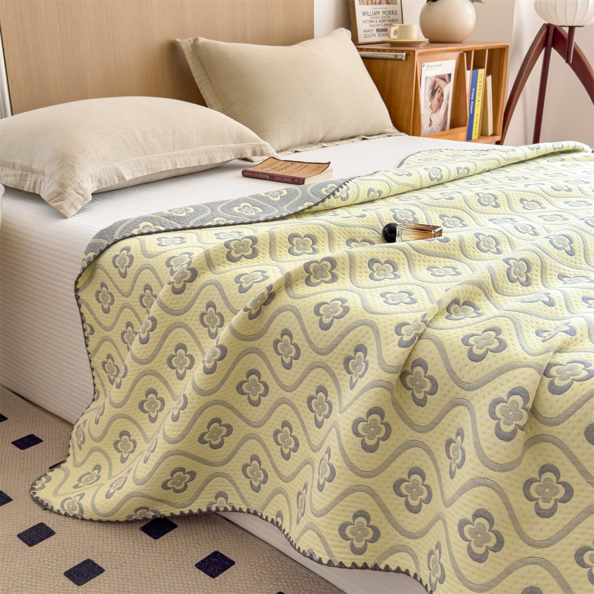 91家纺网 家纺一手货源 找家纺 兄弟坊 2025新款全棉三层纱多功能毛巾被（盖毯床单夏被）棉澜 棉澜-幸运草