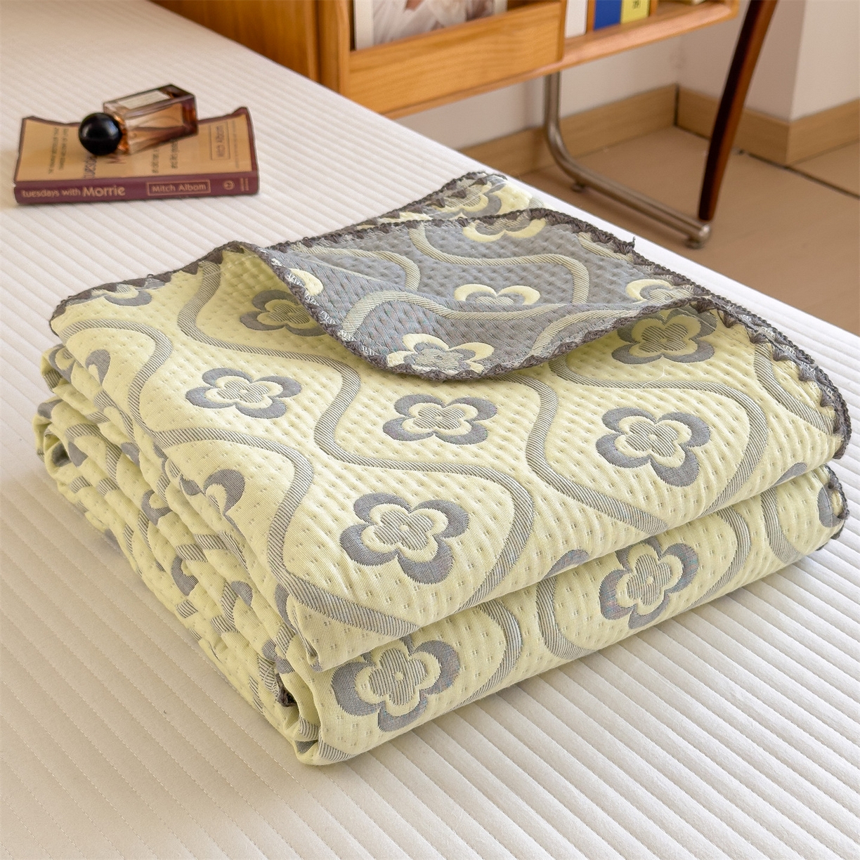 91家纺网 家纺一手货源 找家纺 兄弟坊 2025新款全棉三层纱多功能毛巾被（盖毯床单夏被）棉澜 棉澜-幸运草