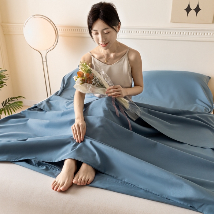 91家纺网 家纺一手货源 找家纺 （总）yyds网供 2025新款旅行隔脏睡袋纯色A类水洗棉单人双人便携式床单被罩旅游酒店出差