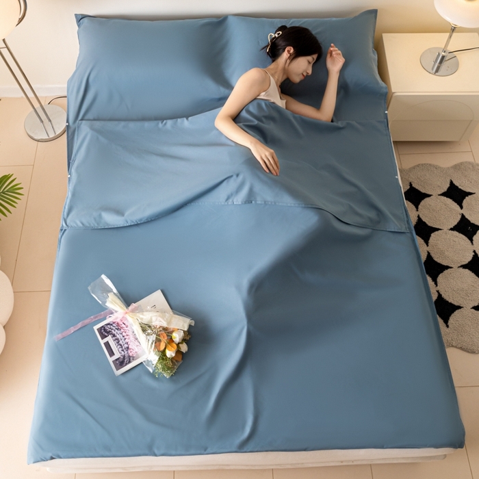 91家纺网 家纺一手货源 找家纺 （总）yyds网供 2025新款旅行隔脏睡袋纯色A类水洗棉单人双人便携式床单被罩旅游酒店出差