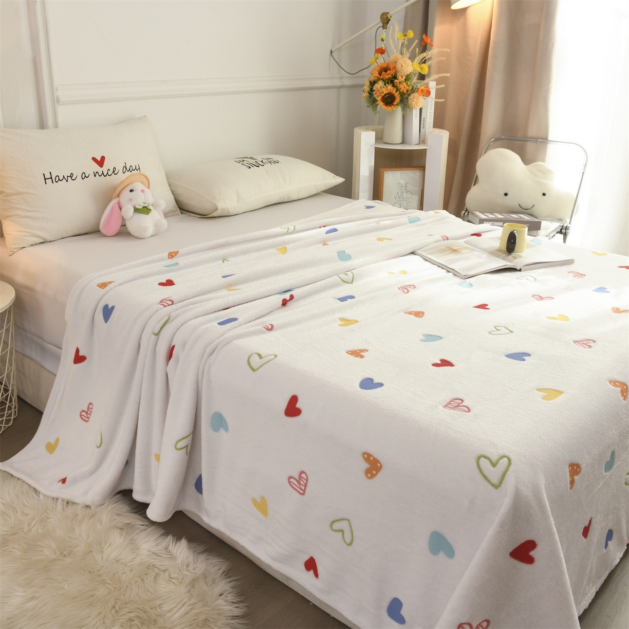 91家纺网 家纺一手货源 找家纺 恋绒家纺 2025新款云朵绒毛毯毯子多铺盖多功能盖毯绒 甜蜜心情