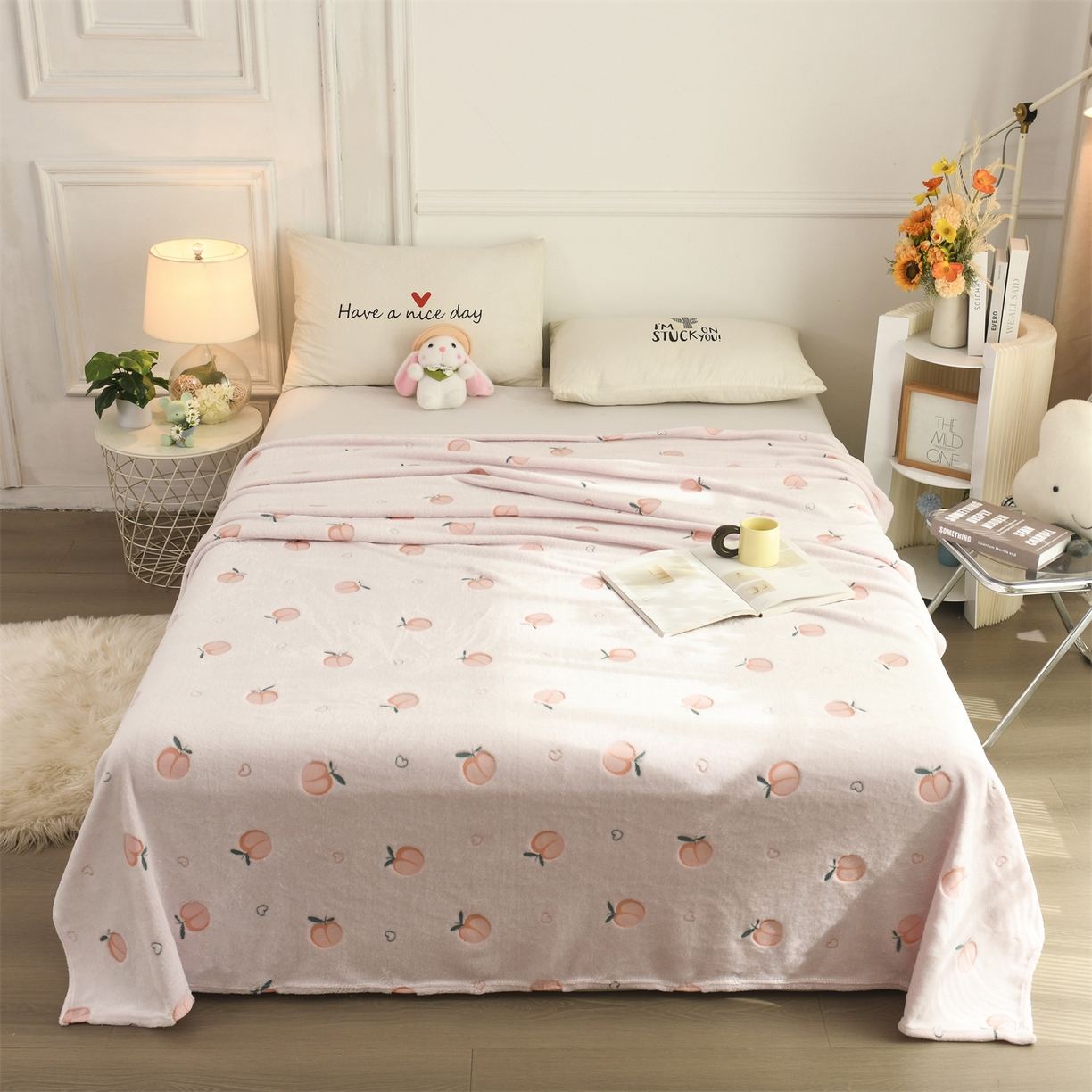 91家纺网 家纺一手货源 找家纺 恋绒家纺 2025新款云朵绒毛毯毯子多铺盖多功能盖毯绒 水蜜桃-粉