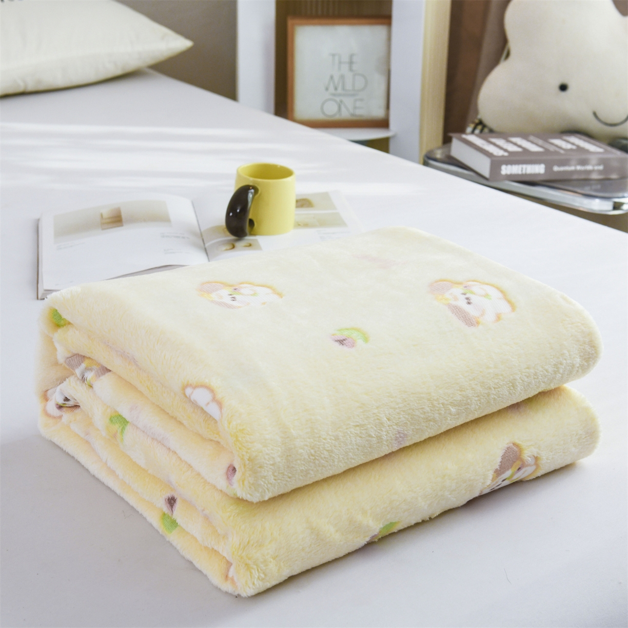 91家纺网 家纺一手货源 找家纺 恋绒家纺 2025新款云朵绒毛毯毯子多铺盖多功能盖毯绒 小狗米黄