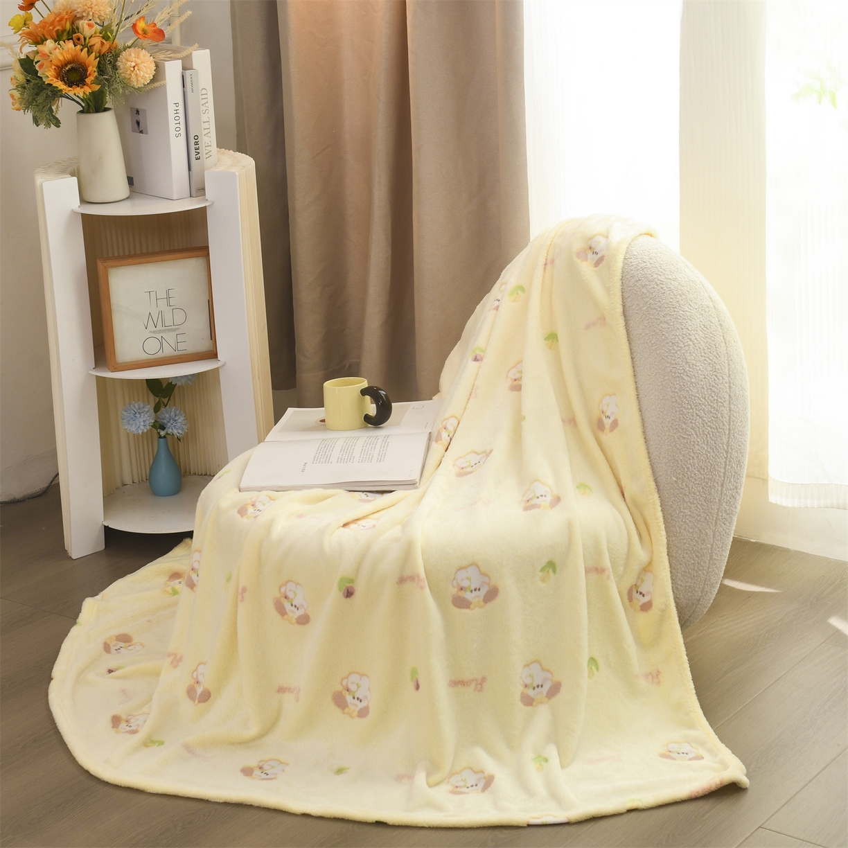 91家纺网 家纺一手货源 找家纺 恋绒家纺 2025新款云朵绒毛毯毯子多铺盖多功能盖毯绒 小狗米黄