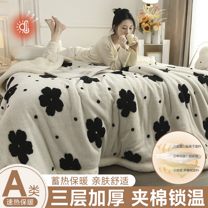 恋绒家纺 2025新款阳离子三层舒棉绒毛毯毯子 幕朵