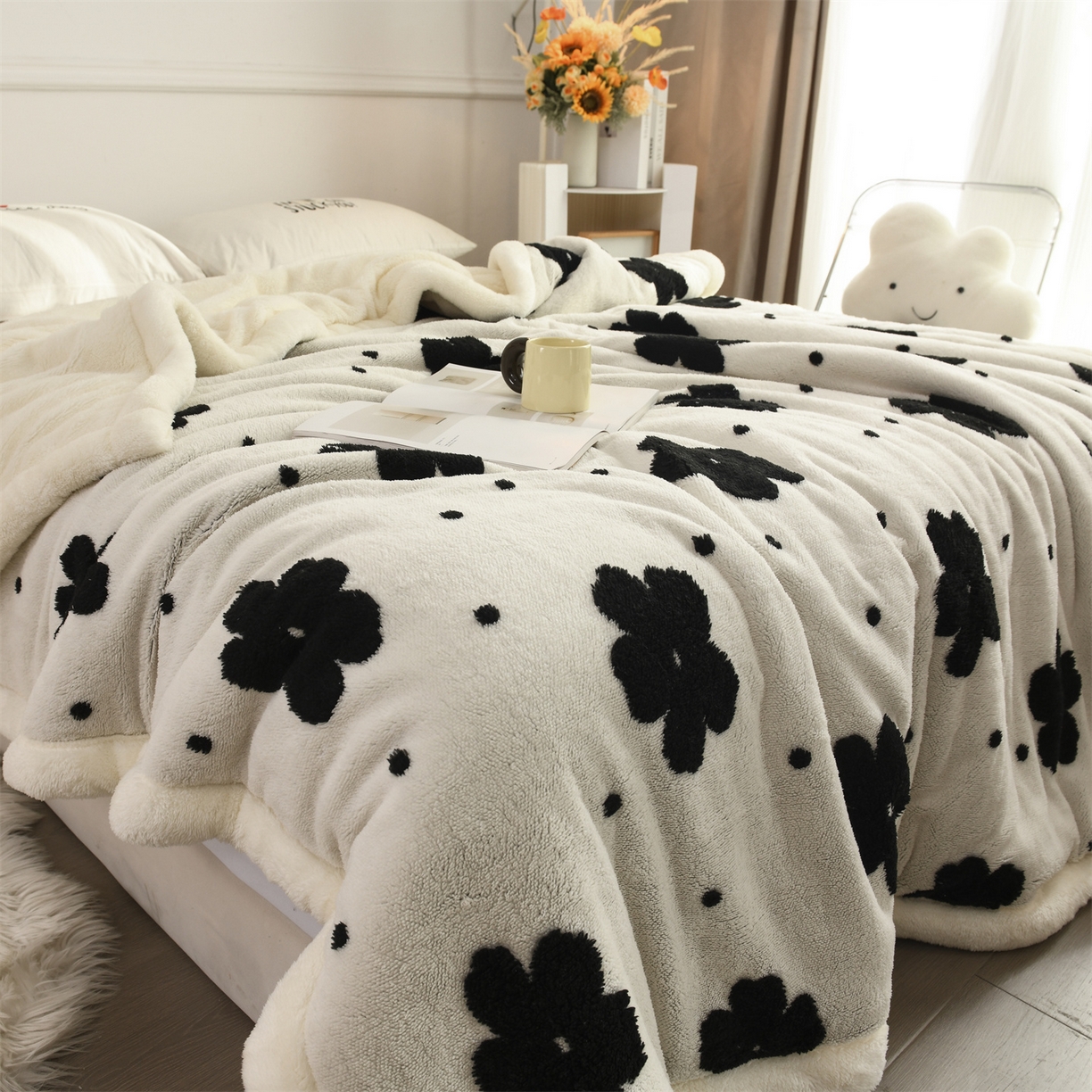 91家纺网 家纺一手货源 找家纺 恋绒家纺 2025新款阳离子三层舒棉绒毛毯毯子 幕朵