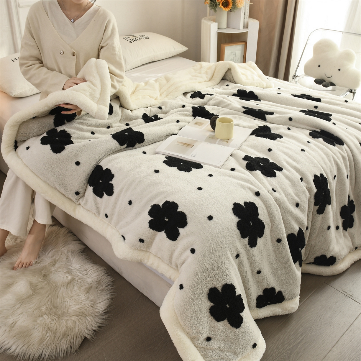 91家纺网 家纺一手货源 找家纺 恋绒家纺 2025新款阳离子三层舒棉绒毛毯毯子 幕朵