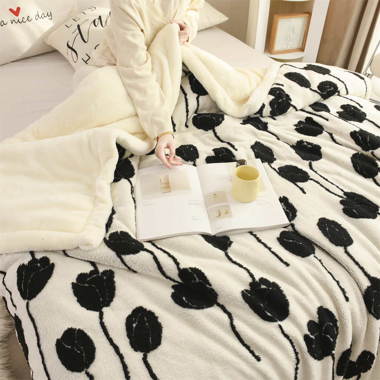 91家纺网 家纺一手货源 找家纺 恋绒家纺 2025新款阳离子三层舒棉绒毛毯毯子 郁金香