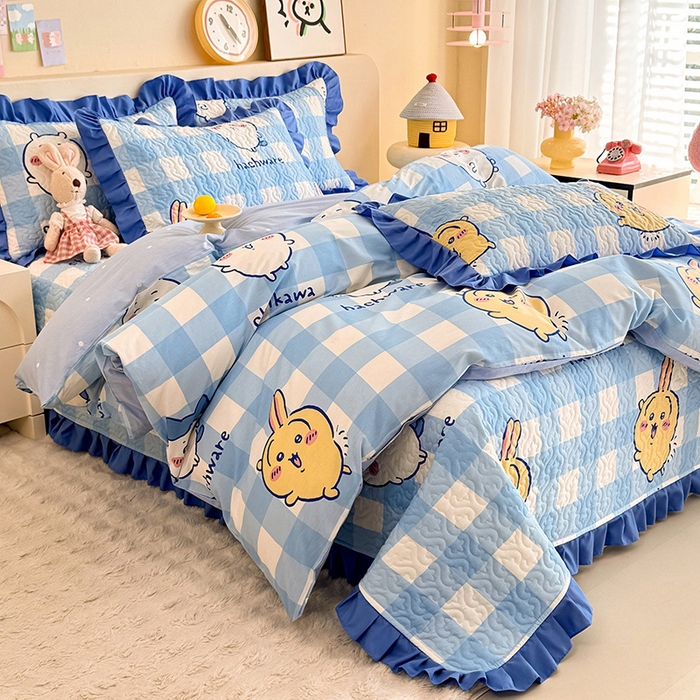 91家纺网 家纺一手货源 找家纺 （总）美达家纺 2026新款正版授权吉伊卡哇全棉夹棉防滑床盖四件套（可定制）