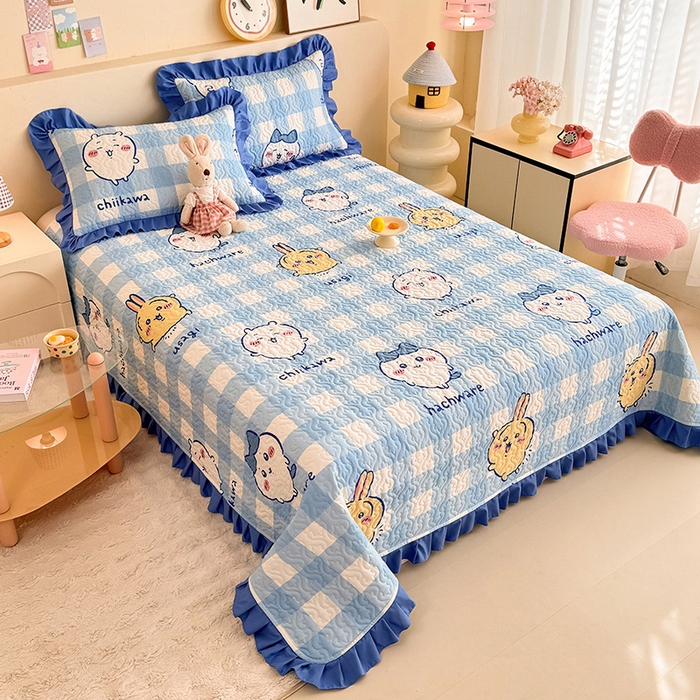 91家纺网 家纺一手货源 找家纺 （总）美达家纺 2026新款正版授权吉伊卡哇全棉夹棉防滑床盖四件套（可定制）