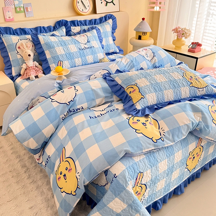 91家纺网 家纺一手货源 找家纺 （总）美达家纺 2026新款正版授权吉伊卡哇全棉夹棉防滑床盖四件套（可定制）