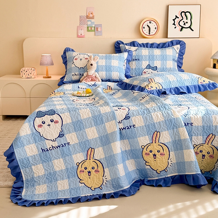 91家纺网 家纺一手货源 找家纺 （总）美达家纺 2026新款正版授权吉伊卡哇全棉夹棉防滑床盖四件套（可定制）