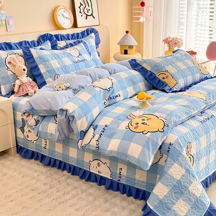 91家纺网 家纺一手货源 找家纺 （总）美达家纺 2026新款正版授权吉伊卡哇全棉夹棉防滑床盖四件套（可定制）