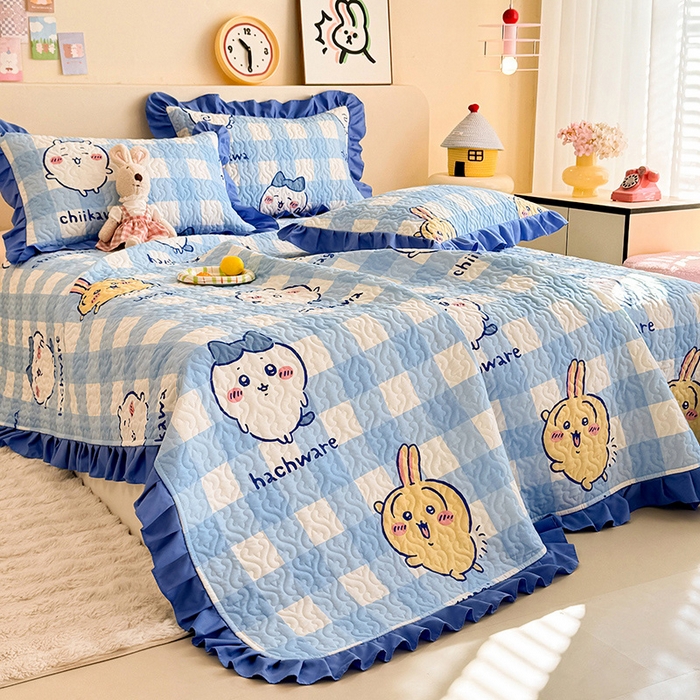 91家纺网 家纺一手货源 找家纺 （总）美达家纺 2026新款正版授权吉伊卡哇全棉夹棉防滑床盖四件套（可定制）