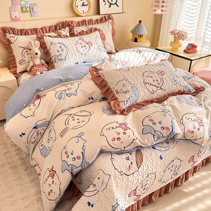 91家纺网 家纺一手货源 找家纺 （总）美达家纺 2026新款正版授权吉伊卡哇全棉夹棉防滑床盖四件套（可定制）