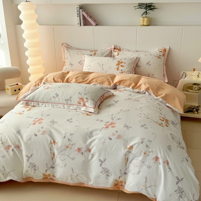 91家纺网 家纺一手货源 找家纺 艾迪尚家纺 2026新款133X76宽幅全棉纯棉印花四件套（有单品 可定制） 花弄影-米