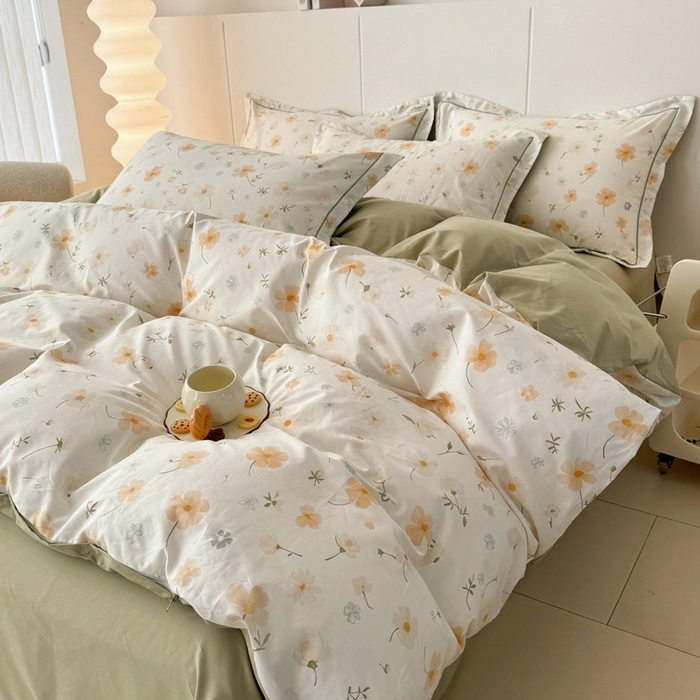 艾迪尚家纺 2026新款133X76宽幅全棉纯棉印花四件套（有单品 可定制） 花仙子-黄