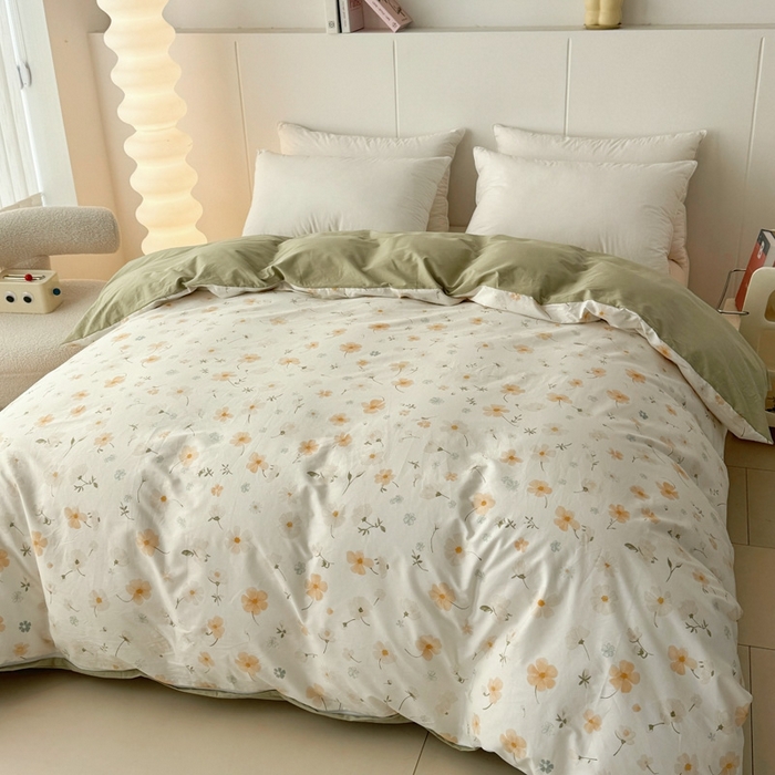 91家纺网 家纺一手货源 找家纺 艾迪尚家纺 2026新款133X76宽幅全棉纯棉印花四件套（有单品 可定制） 花仙子-黄